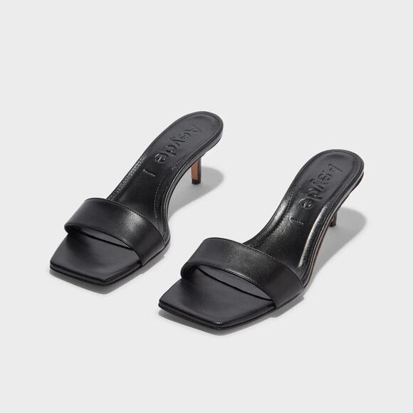 Aeyde Shoes - Aeyde Ilvy Leather Mules Black Kitten Heel Size 38 EU 8 US